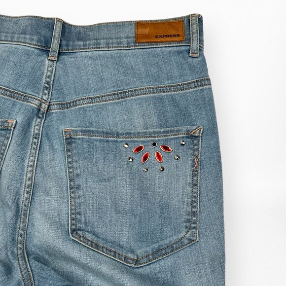 EXPRESS 8 Ankle Legging Super High Rise Embellished‎ Jeans Studded - Picture 6 of 10